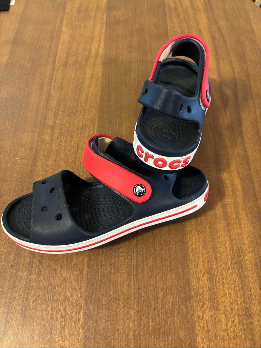 CROCS Kids Navy and Red Adjustable Sandals